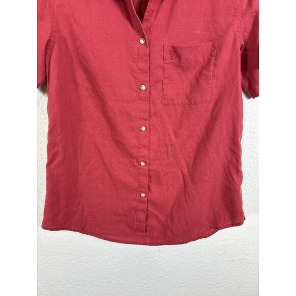 Fjall Raven Shirt Womens Size Small Maroon Comfort Fit Short Sleeve Button Up - Picture 6 of 10